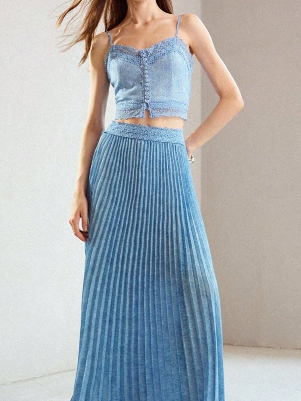 Blue Elegant Women's Denim Cami Top - Picture 6 of 6